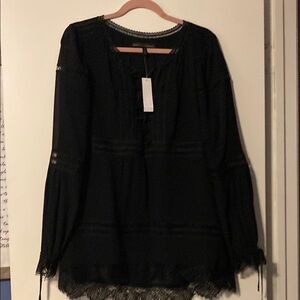 White House Black Market Black Lace Blouse